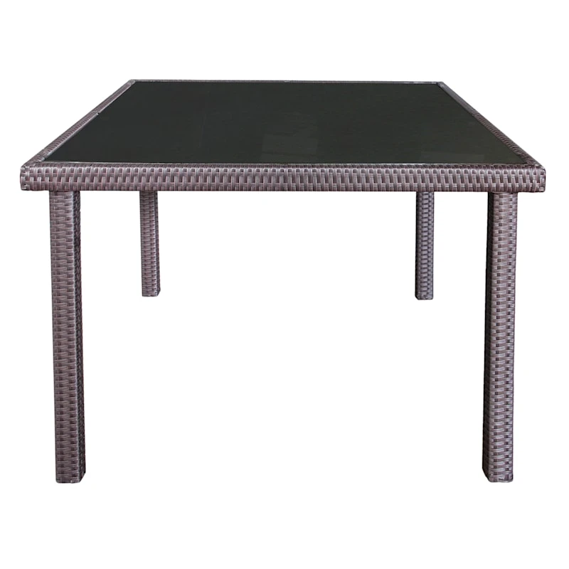 Smoke Glass-Top Outdoor Wicker Table, 42" 2 Smoke Glass-Top Outdoor Wicker Table, 42" - Image 2