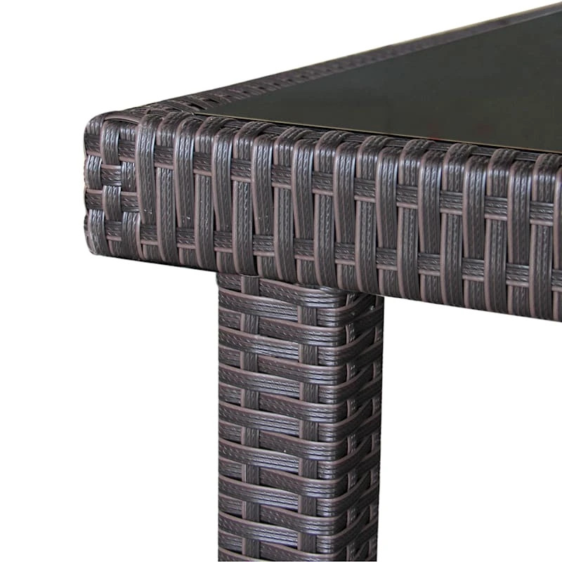 Smoke Glass-Top Outdoor Wicker Table, 42" 3 Smoke Glass-Top Outdoor Wicker Table, 42" - Image 3