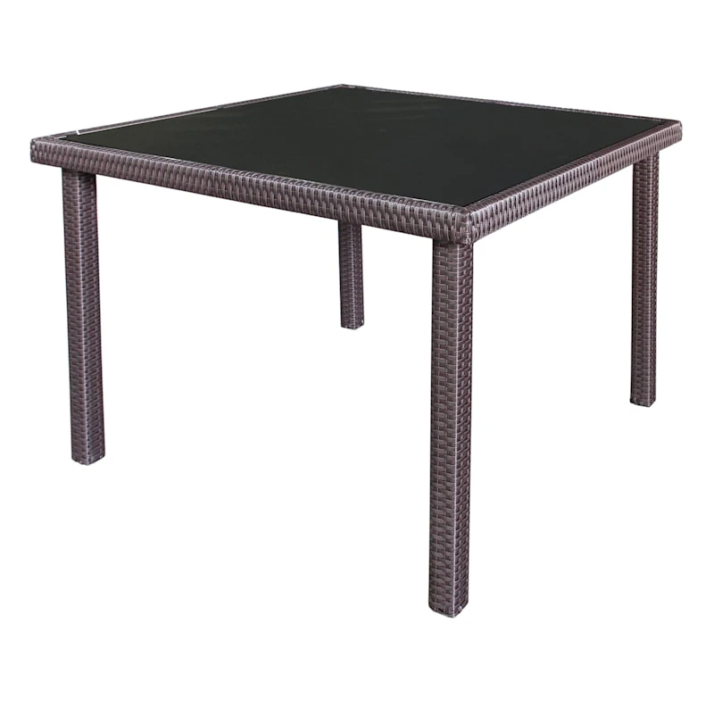 Smoke Glass-Top Outdoor Wicker Table, 42" 1 Smoke Glass-Top Outdoor Wicker Table, 42"