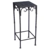 Square Wood Top Plant Stand With Brown Twist Metal Leg, Large