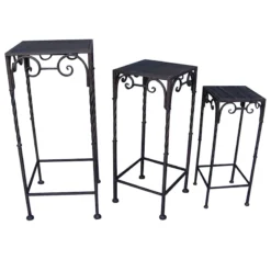 Accent Aura Furniture Store -Accent Aura Furniture Store square wood top plant stand with brown twist metal leg medium 1