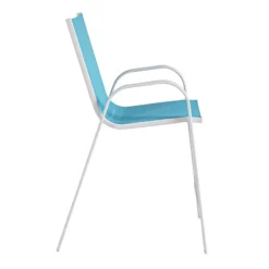 Stackable Aquarelle Blue Sling Patio Barstool With White Frame -Accent Aura Furniture Store stackable aquarelle blue sling patio barstool with white frame 3