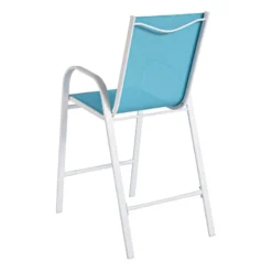 Stackable Aquarelle Blue Sling Patio Barstool With White Frame -Accent Aura Furniture Store stackable aquarelle blue sling patio barstool with white frame 4