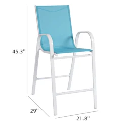 Stackable Aquarelle Blue Sling Patio Barstool With White Frame -Accent Aura Furniture Store stackable aquarelle blue sling patio barstool with white frame 5