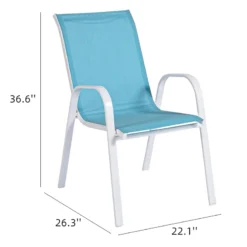 Stackable Aquarelle Blue Sling Patio Chair With White Frame -Accent Aura Furniture Store stackable aquarelle blue sling patio chair with white frame 5