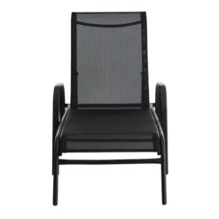 Stackable Black Sling Outdoor Chaise Lounge Chair -Accent Aura Furniture Store stackable black sling outdoor chaise lounge chair 2