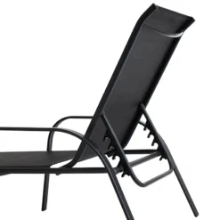 Stackable Black Sling Outdoor Chaise Lounge Chair -Accent Aura Furniture Store stackable black sling outdoor chaise lounge chair 3