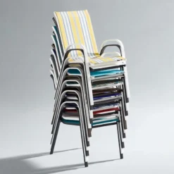 Stackable Black Sling Patio Chair -Accent Aura Furniture Store stackable black sling patio chair 3