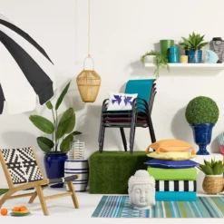 Stackable Black Sling Patio Chair -Accent Aura Furniture Store stackable black sling patio chair 4