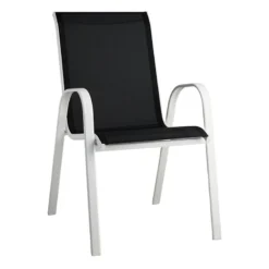 Stackable Black Sling Patio Chair With White Frame