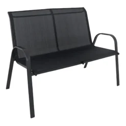 Stackable Black Sling Patio Settee