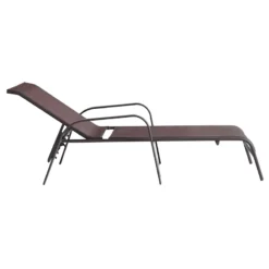 Stackable Brown Sling Outdoor Chaise Lounge Chair -Accent Aura Furniture Store stackable brown sling outdoor chaise lounge chair 2