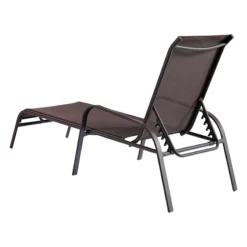 Stackable Brown Sling Outdoor Chaise Lounge Chair -Accent Aura Furniture Store stackable brown sling outdoor chaise lounge chair 4