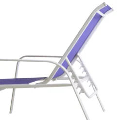 Stackable Cobalt Blue Sling Outdoor Chaise Lounge Chair With White Frame -Accent Aura Furniture Store stackable cobalt blue sling outdoor chaise lounge chair with white frame 3
