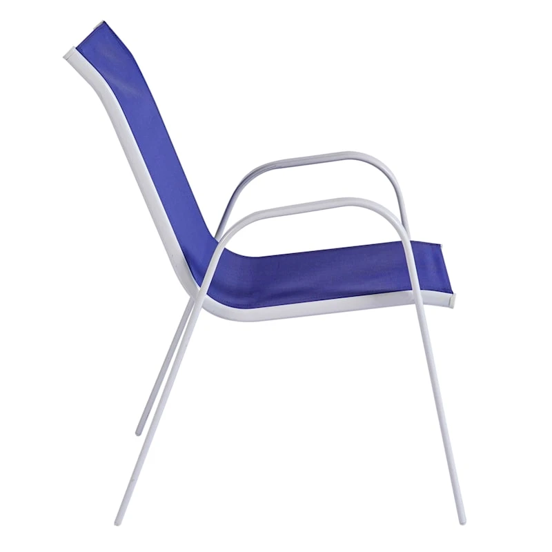 Stackable Cobalt Blue Sling Patio Chair With White Frame 3 Stackable Cobalt Blue Sling Patio Chair With White Frame - Image 3