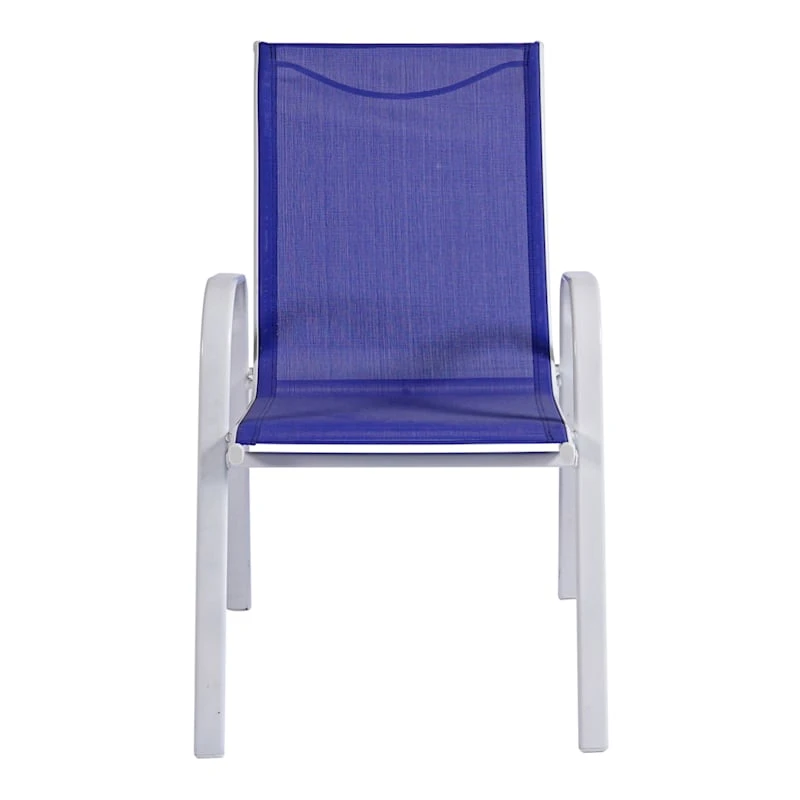 Stackable Cobalt Blue Sling Patio Chair With White Frame 5 Stackable Cobalt Blue Sling Patio Chair With White Frame - Image 5