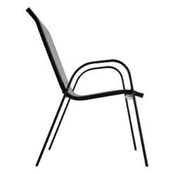 Stackable Grey Sling Patio Chair -Accent Aura Furniture Store stackable grey sling patio chair 2