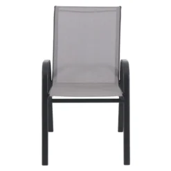 Stackable Grey Sling Patio Chair -Accent Aura Furniture Store stackable grey sling patio chair 4