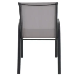 Stackable Grey Sling Patio Chair -Accent Aura Furniture Store stackable grey sling patio chair 5
