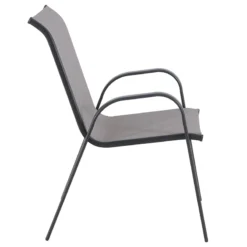 Stackable Grey Sling Patio Chair -Accent Aura Furniture Store stackable grey sling patio chair 6