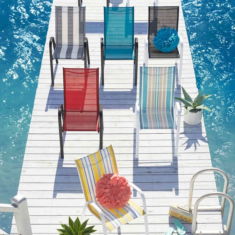 Stackable Red Sling Patio Chair 2 Stackable Red Sling Patio Chair - Image 2