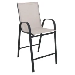 Stackable Taupe Sling Patio Barstool