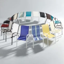 Stackable Taupe Sling Patio Chair -Accent Aura Furniture Store stackable taupe sling patio chair 3