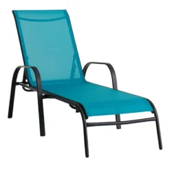 Stackable Teal Sling Outdoor Chaise Lounge Chair