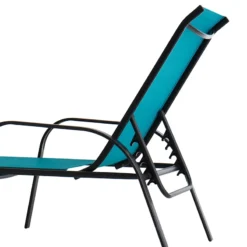 Stackable Teal Sling Outdoor Chaise Lounge Chair -Accent Aura Furniture Store stackable teal sling outdoor chaise lounge chair 3