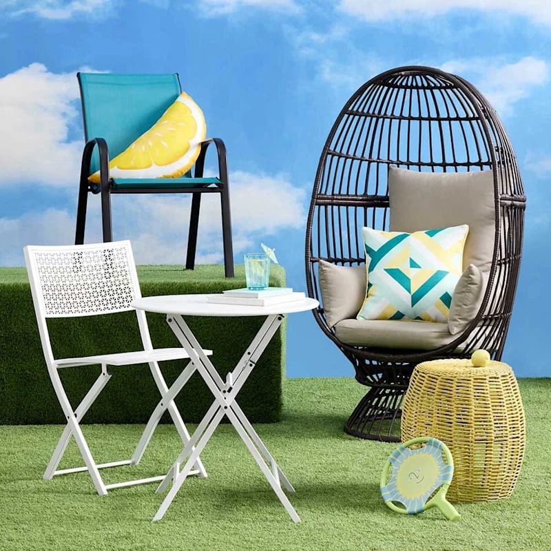Stackable Teal Sling Patio Chair 3 Stackable Teal Sling Patio Chair - Image 3