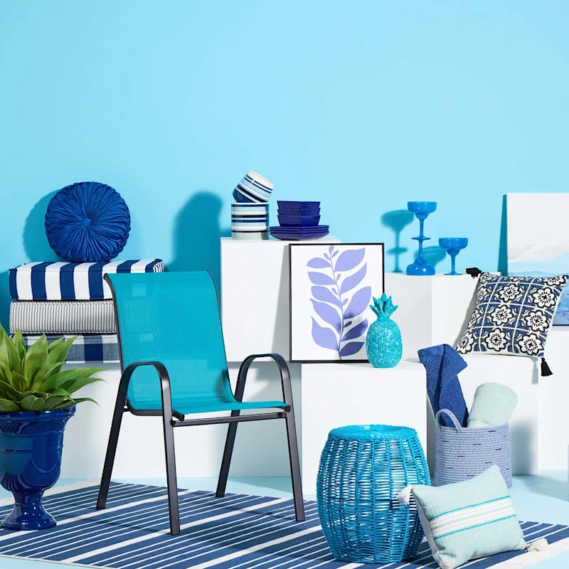 Stackable Teal Sling Patio Chair 7 Stackable Teal Sling Patio Chair - Image 7