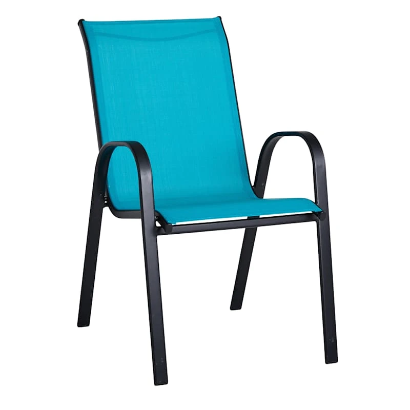 Stackable Teal Sling Patio Chair 1 Stackable Teal Sling Patio Chair
