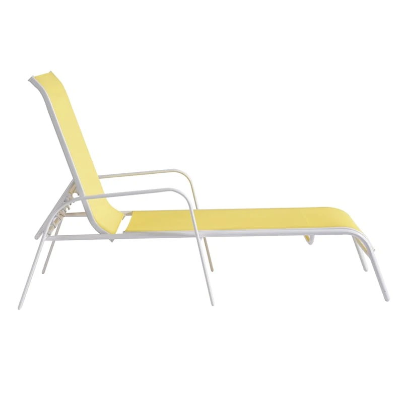 Stackable Yellow Sling Outdoor Chaise Lounge Chair With White Frame 2 Stackable Yellow Sling Outdoor Chaise Lounge Chair With White Frame - Image 2
