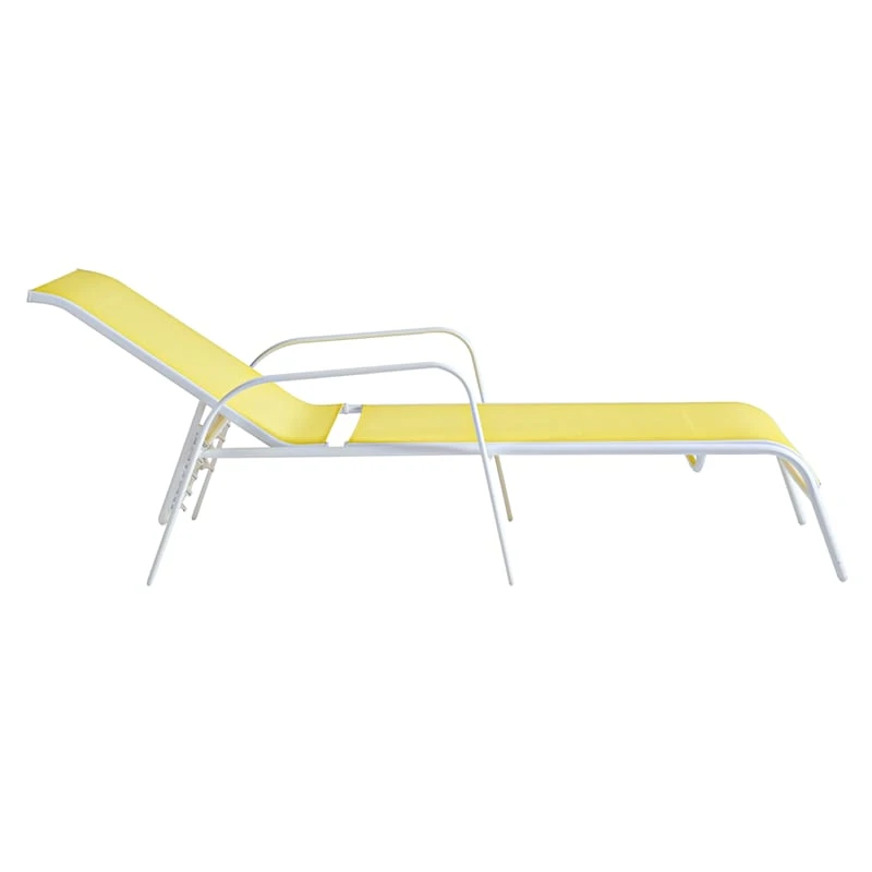 Stackable Yellow Sling Outdoor Chaise Lounge Chair With White Frame 3 Stackable Yellow Sling Outdoor Chaise Lounge Chair With White Frame - Image 3