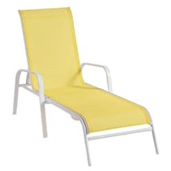 Stackable Yellow Sling Outdoor Chaise Lounge Chair With White Frame 10 Stackable Yellow Sling Outdoor Chaise Lounge Chair With White Frame -Accent Aura Furniture Store stackable yellow sling outdoor chaise lounge chair with white frame 3