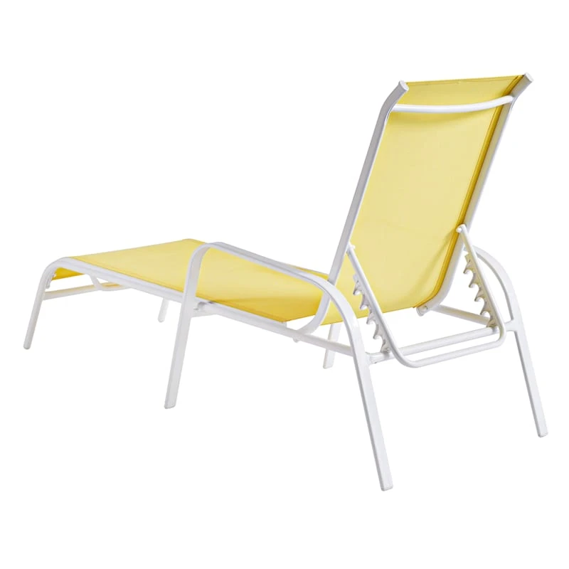 Stackable Yellow Sling Outdoor Chaise Lounge Chair With White Frame 5 Stackable Yellow Sling Outdoor Chaise Lounge Chair With White Frame - Image 5