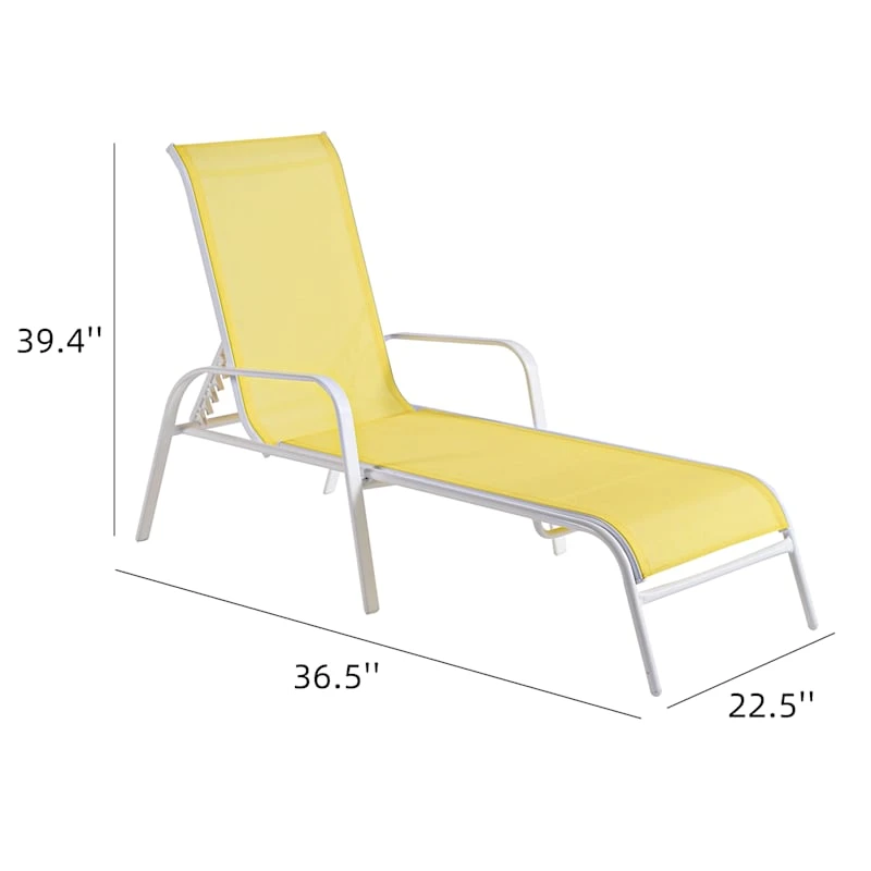 Stackable Yellow Sling Outdoor Chaise Lounge Chair With White Frame 6 Stackable Yellow Sling Outdoor Chaise Lounge Chair With White Frame - Image 6