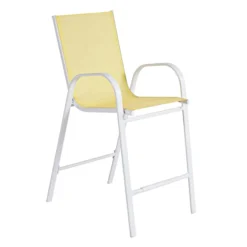 Stackable Yellow Sling Patio Barstool With White Frame -Accent Aura Furniture Store stackable yellow sling patio barstool with white frame 2