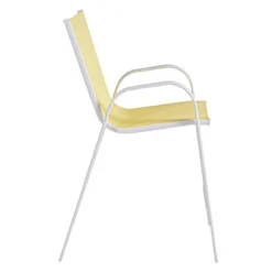 Stackable Yellow Sling Patio Barstool With White Frame -Accent Aura Furniture Store stackable yellow sling patio barstool with white frame 3