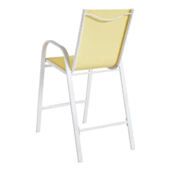 Stackable Yellow Sling Patio Barstool With White Frame -Accent Aura Furniture Store stackable yellow sling patio barstool with white frame 4