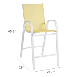 Stackable Yellow Sling Patio Barstool With White Frame -Accent Aura Furniture Store stackable yellow sling patio barstool with white frame 5