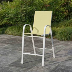 Stackable Yellow Sling Patio Barstool With White Frame -Accent Aura Furniture Store stackable yellow sling patio barstool with white frame 6