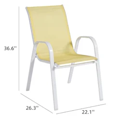 Stackable Yellow Sling Patio Chair With White Frame -Accent Aura Furniture Store stackable yellow sling patio chair with white frame 5