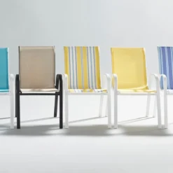 Stackable Yellow Sling Patio Chair With White Frame -Accent Aura Furniture Store stackable yellow sling patio chair with white frame 6