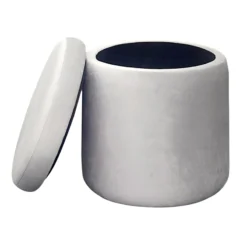 Stuart Round Storage Ottoman, Grey -Accent Aura Furniture Store stuart round storage ottoman grey 2