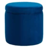 Stuart Round Storage Ottoman, Navy Blue