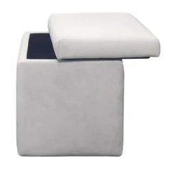Stuart Square Storage Ottoman, Grey -Accent Aura Furniture Store stuart square storage ottoman grey 3
