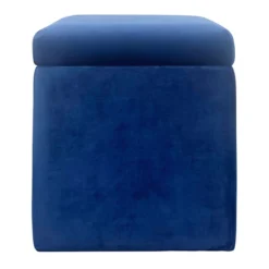 Stuart Square Storage Ottoman, Navy Blue -Accent Aura Furniture Store stuart square storage ottoman navy blue 2