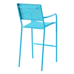 Sunny Club Blue Textilene Stackable Outdoor Barstool -Accent Aura Furniture Store sunny club blue textilene stackable outdoor barstool 3