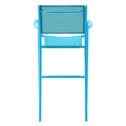 Sunny Club Blue Textilene Stackable Outdoor Barstool -Accent Aura Furniture Store sunny club blue textilene stackable outdoor barstool 4